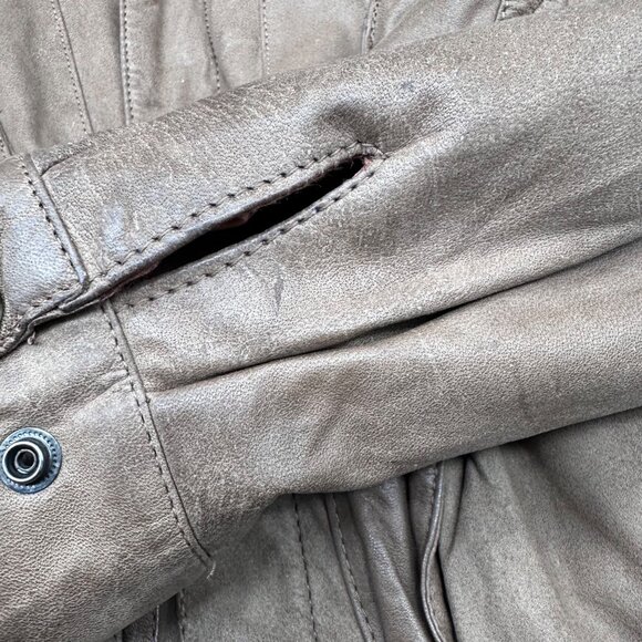 Vintage Leather Aviator Bomber Jacket Coat Brown Size M 1980s J Riggings Korea - Picture 11 of 15